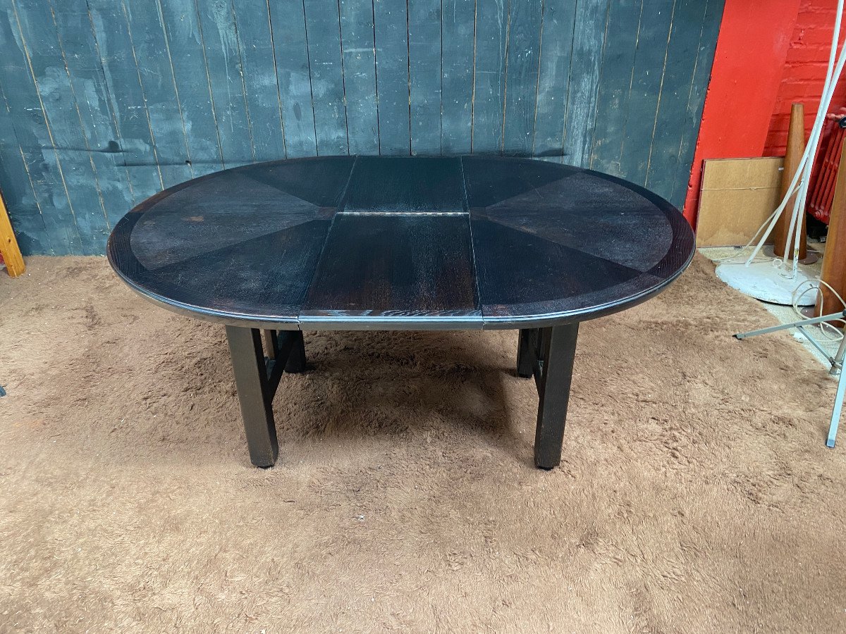 Guillerme Et Chambron, Table In Blackened Oak, Edition Votre Maison Circa 1970