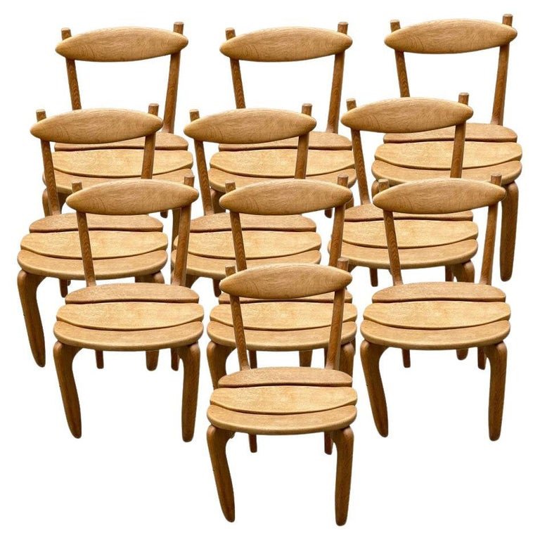 Guillerme Et Chambron Rare Suite Of 10 “thierry” Chairs Edition Vos Maison Circa 1970