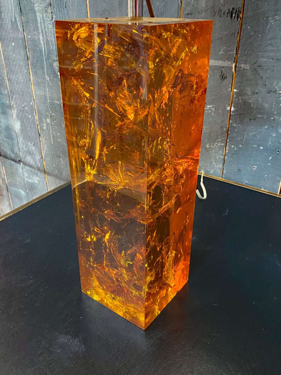 Marie-claude De Fouquières (born In 1937) Large Fractal Resin Lamp.-photo-4