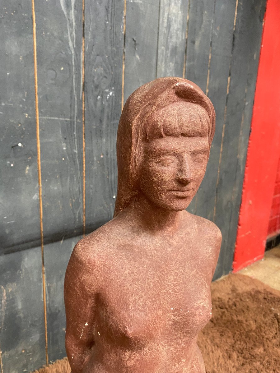 Sculpture In White Earth Attributed To Perugini Mario, Circa 1960-photo-1
