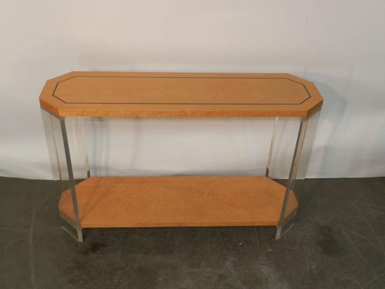 1970s Console Table In Birch Veneer And Perpex -photo-3