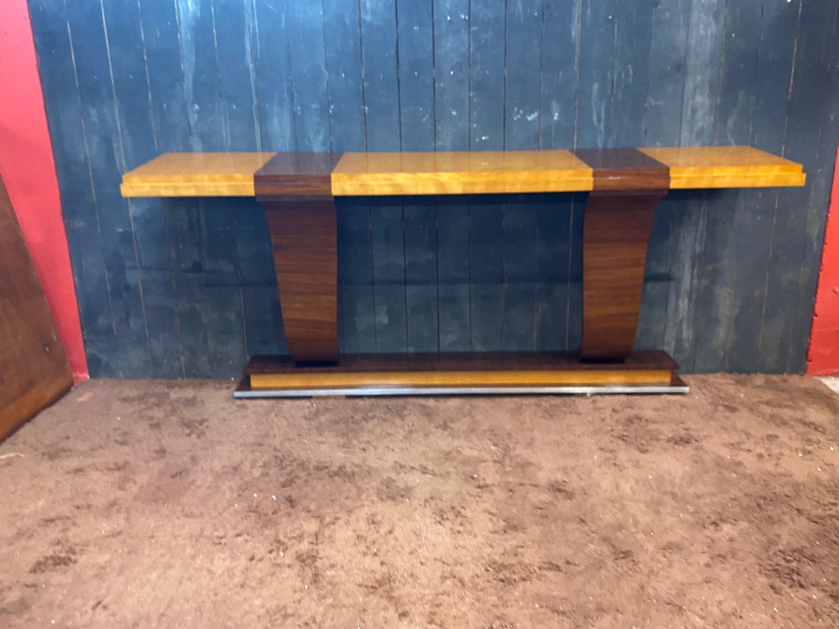 Decoene Freres, Large Art Deco Console Table Fully Restored, Circa 1930-photo-4
