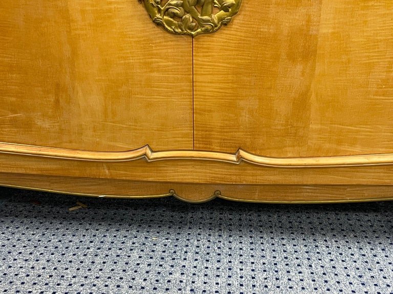 Jules Leleu, Art Deco Sideboard In Sycamore Veneer And Bronze, Signed -photo-2