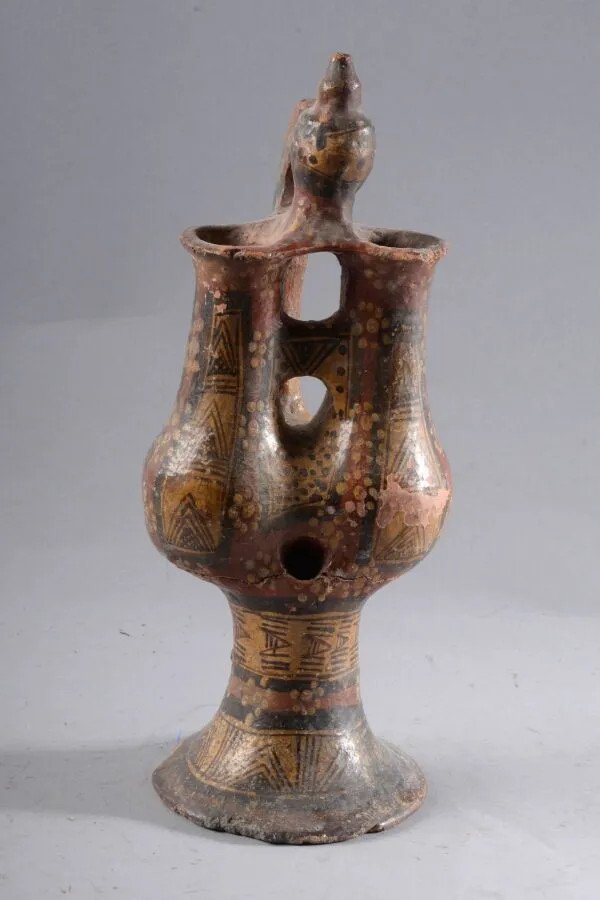 Kabilye Lamp In Glazed Terracotta, Work From The Maghreb 19th Century