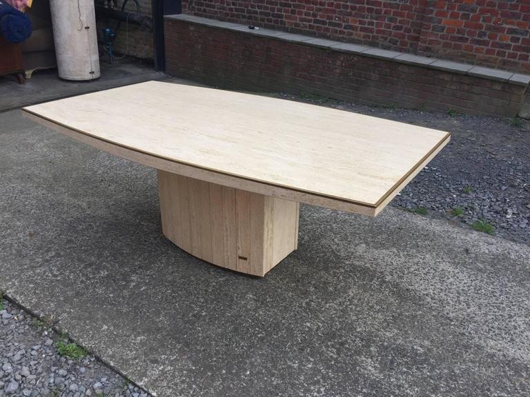 Jean Charles, Large Travertine And Brass Table Circa 1970/1980 -photo-2