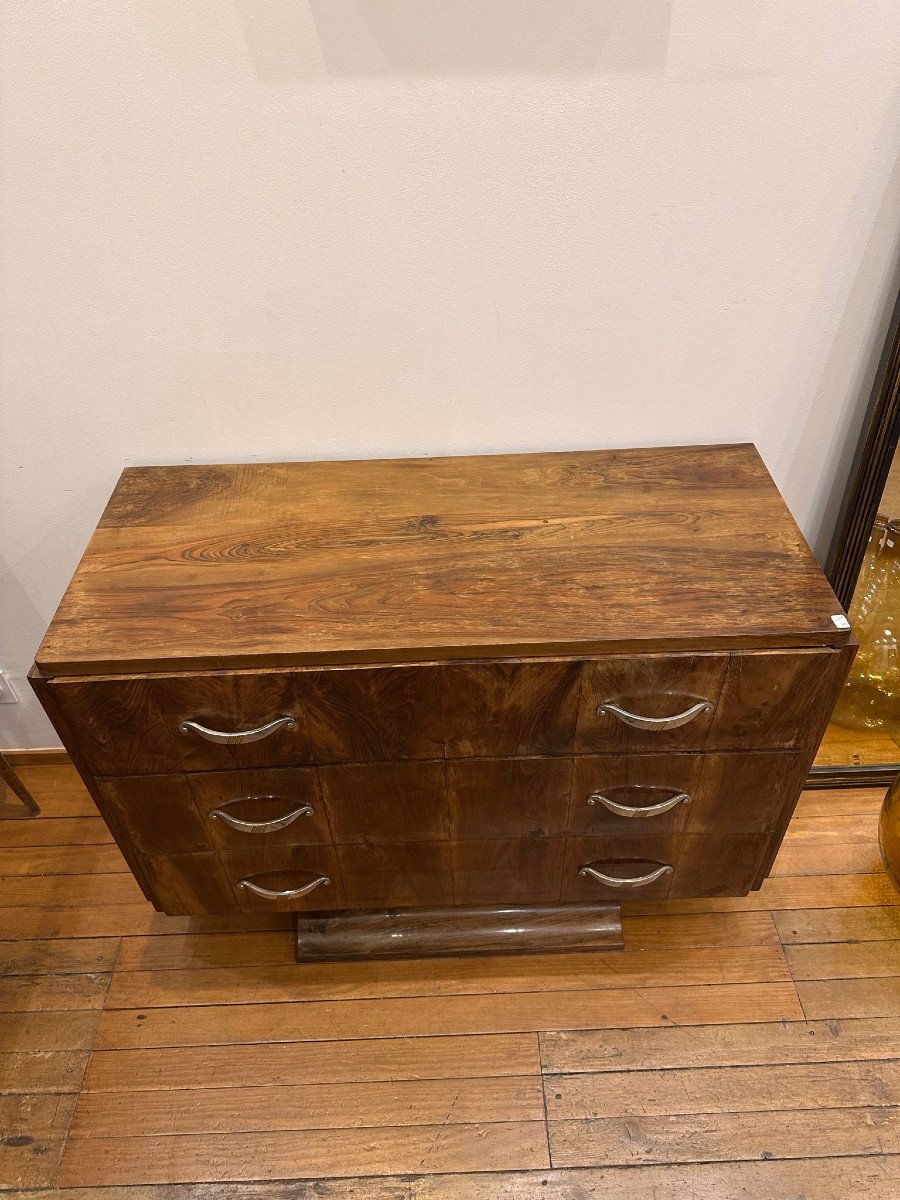 Elegant Art Deco Period Chest Of Drawers, Rosewood And Nickel-plated Bronze Circa 1930-photo-3