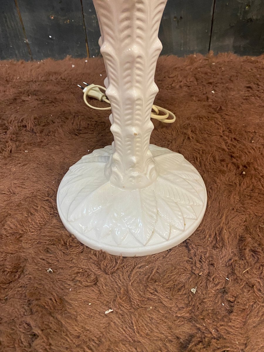 In The Style Of Tommaso Barbi. Palm Tree Shaped Ceramic Table Lamp Circa 1970-photo-6