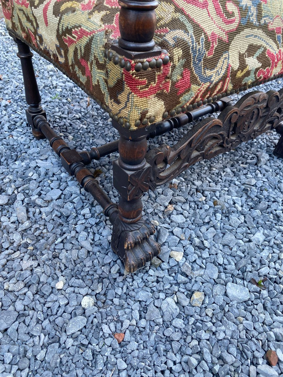 Louis XIII Style Oak Armchair Circa 1900/1930-photo-3