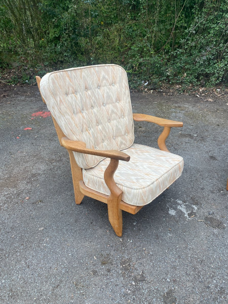 Guillerme Et Chambron , Paire De Fauteuils S En Chêne  , Edition Votre Maison, Circa 1970-photo-2