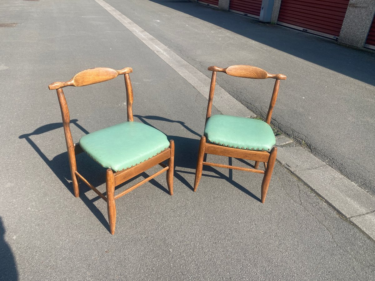 Guillerme Et Chambron, Set Of Six Fumay Chairs. Edition Votre Maison, Circa 1970-photo-1