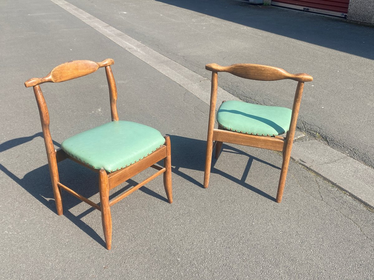 Guillerme Et Chambron, Set Of Six Fumay Chairs. Edition Votre Maison, Circa 1970-photo-3