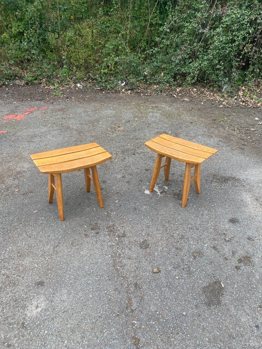 Guillerme Et Chambron ,  Paire De Tabourets  " Edition Votre Maison Circa 1970-photo-1
