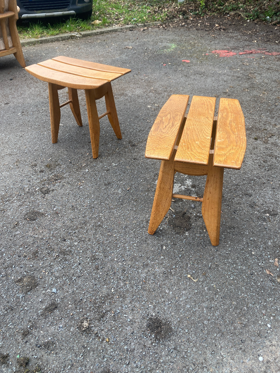 Guillerme Et Chambron ,  Paire De Tabourets  " Edition Votre Maison Circa 1970