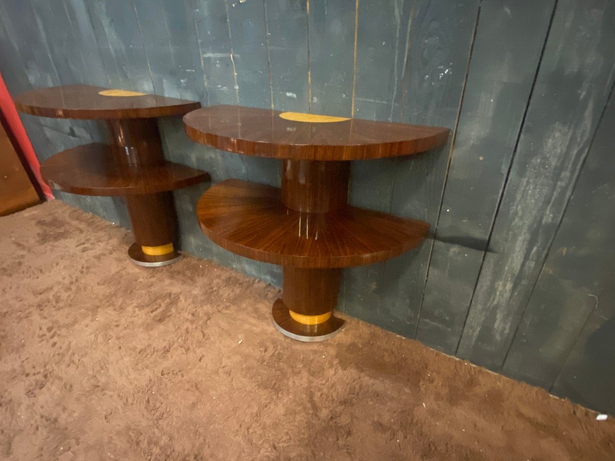 Pair Of Art Deco Console Tables In Rosewood And Maple, Circa 1930 -photo-4