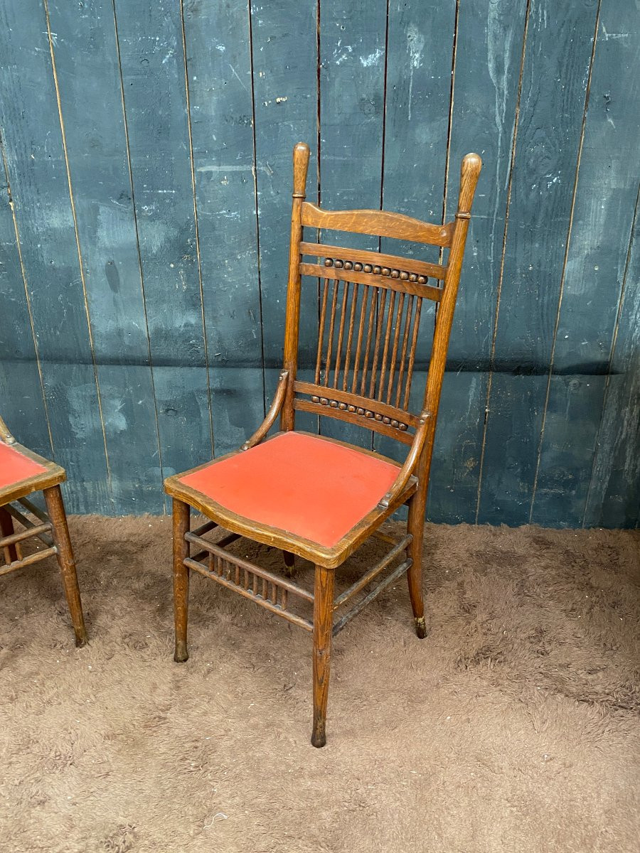 Pair Of Large Oak Chairs, Thonet Type, Austria, 19th Century-photo-1