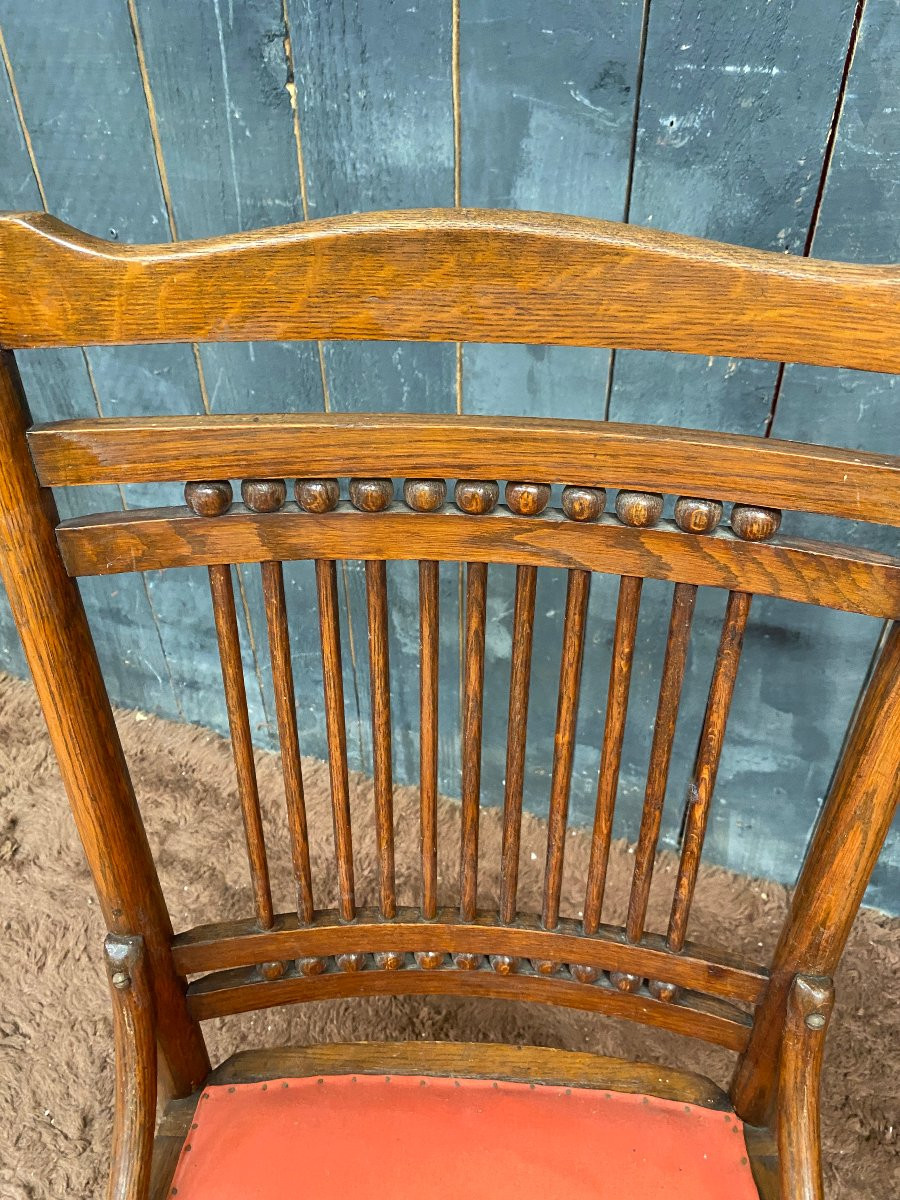 Pair Of Large Oak Chairs, Thonet Type, Austria, 19th Century-photo-2