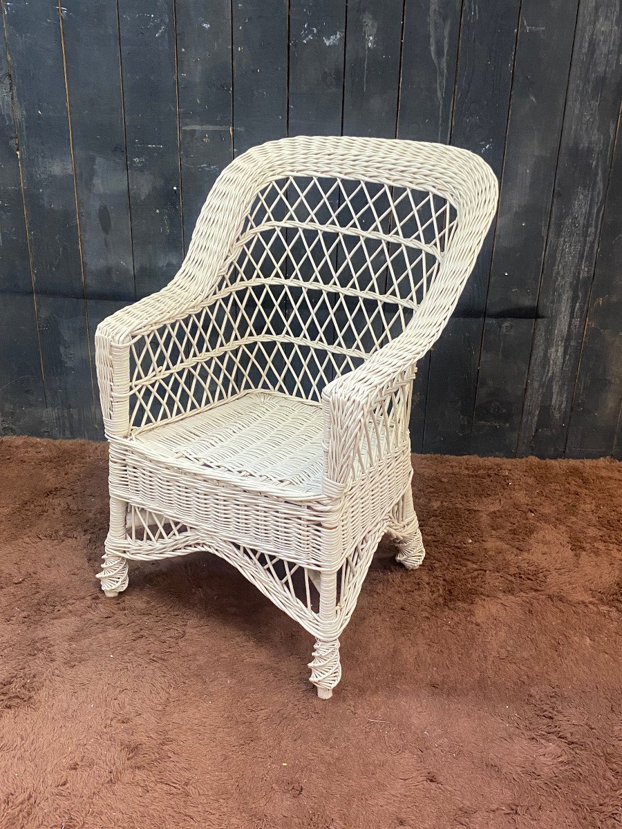 Ensemble De 10 Fauteuils De Véranda En Rotin Circa 1970/1980 Tres Bon état d'Usage -photo-4