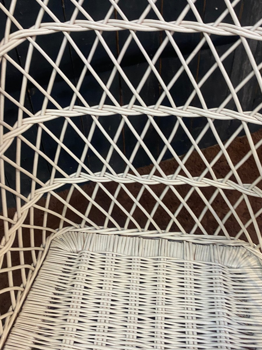 Ensemble De 10 Fauteuils De Véranda En Rotin Circa 1970/1980 Tres Bon état d'Usage -photo-4