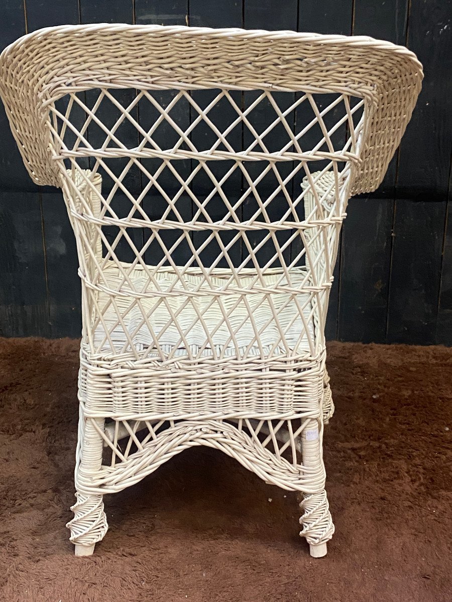 Ensemble De 10 Fauteuils De Véranda En Rotin Circa 1970/1980 Tres Bon état d'Usage -photo-8