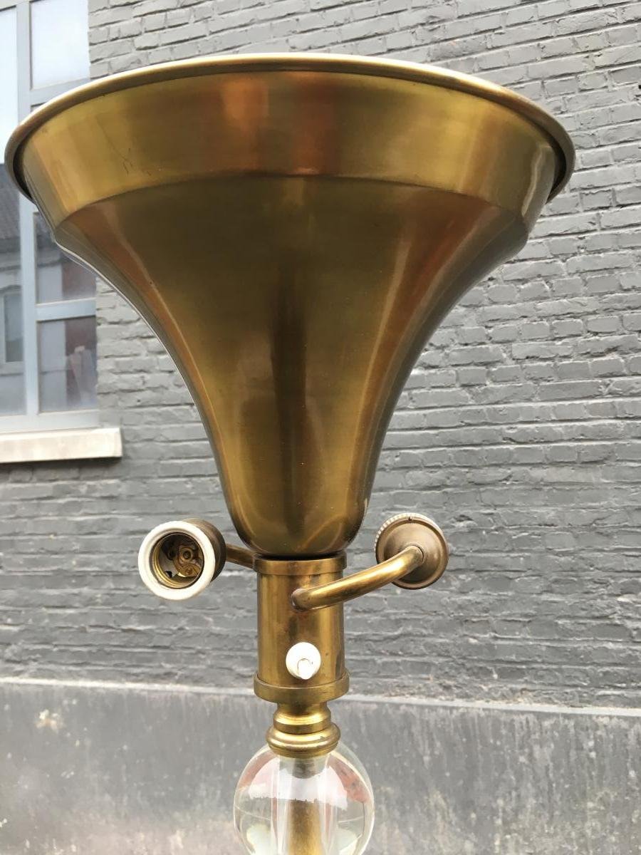 Maison Baguès, Elegant  Lampadaire Verre Et Métal Circa 1950/1960-photo-4