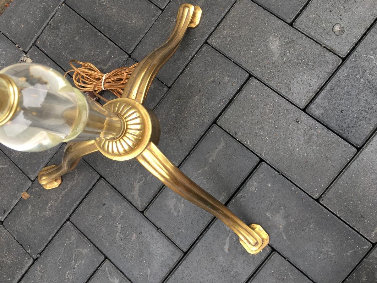 Maison Baguès, Elegant  Lampadaire Verre Et Métal Circa 1950/1960-photo-5