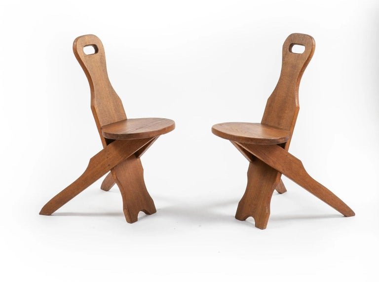 Paire De Chaises Brutalistes Circa 1950/1960-photo-4