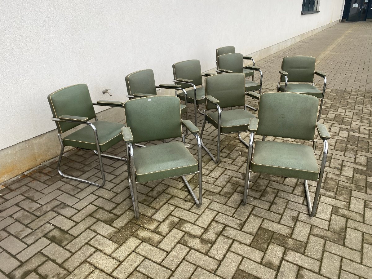Set Of 9 Art Deco Modernist Armchairs Circa 1930/1950-photo-6