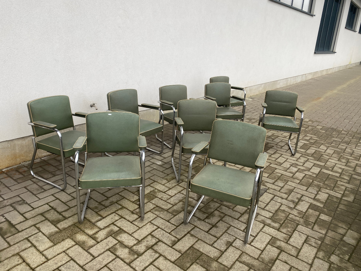 Set Of 9 Art Deco Modernist Armchairs Circa 1930/1950