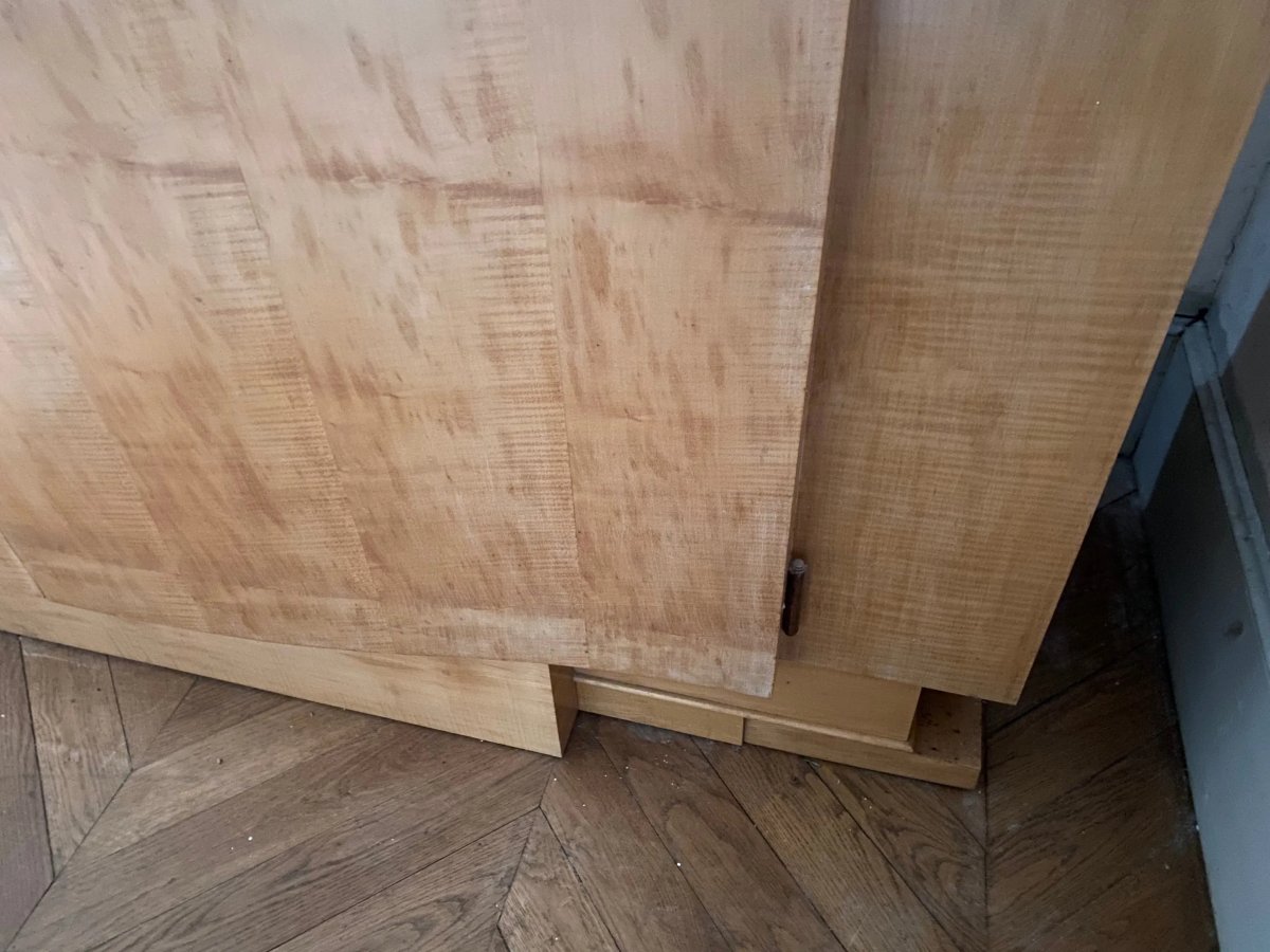 André Arbus (1903-1969) Elegant Art Deco Sycamore Armoire Circa 1930-photo-3