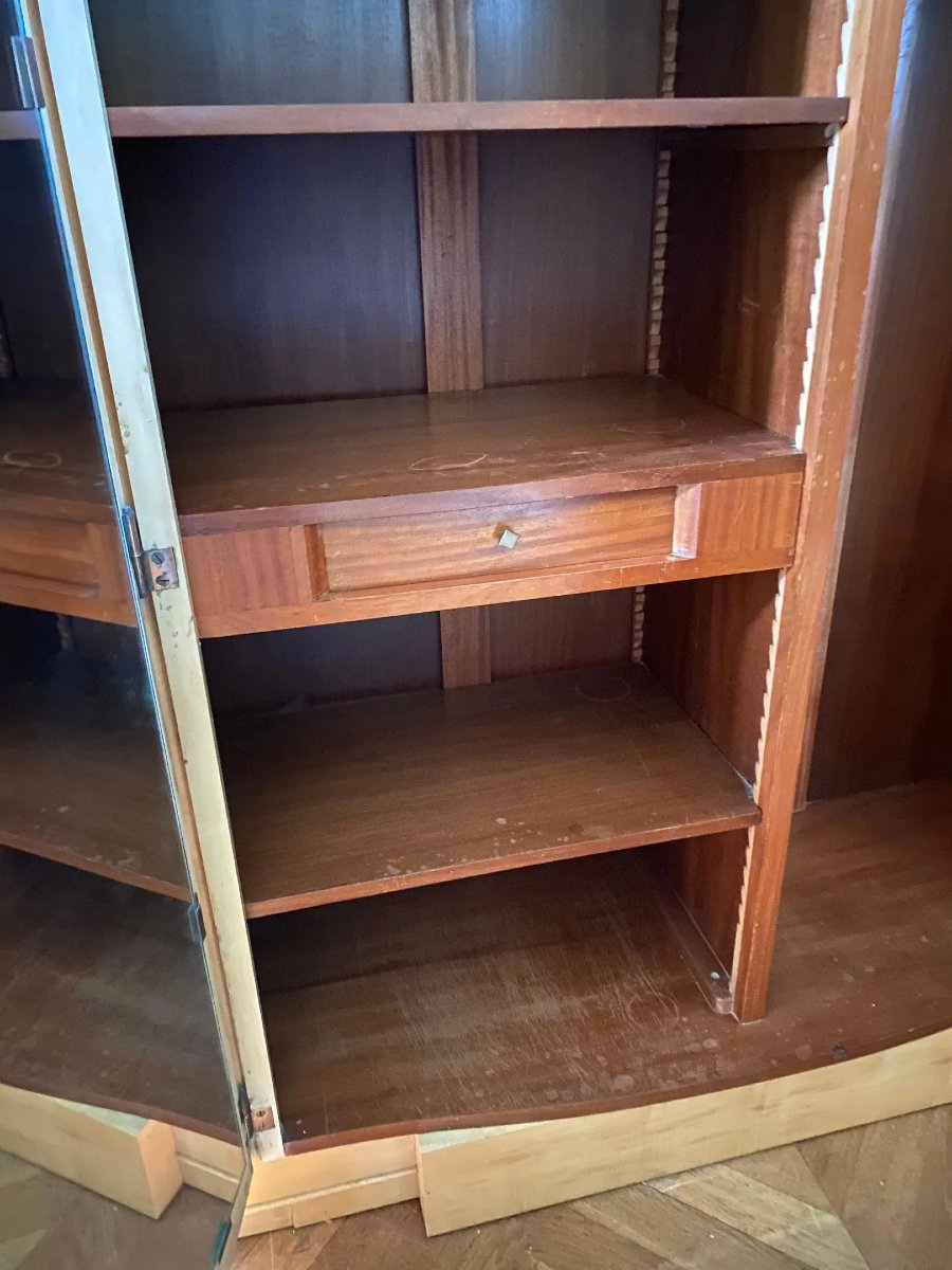 André Arbus (1903-1969) Elegant Art Deco Sycamore Armoire Circa 1930-photo-5