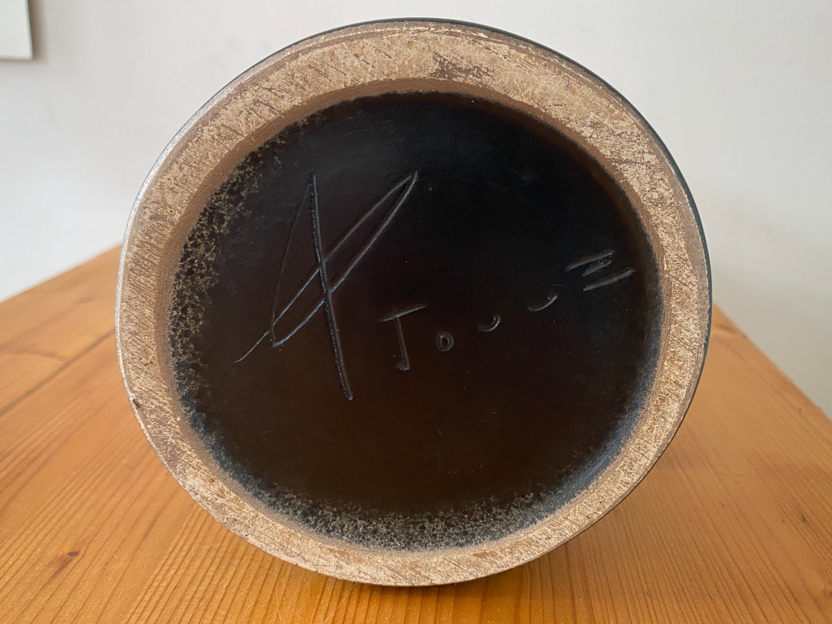 Georges JOUVE (1910-1964) vase rouleau en céramique , signé, parfait état-photo-3