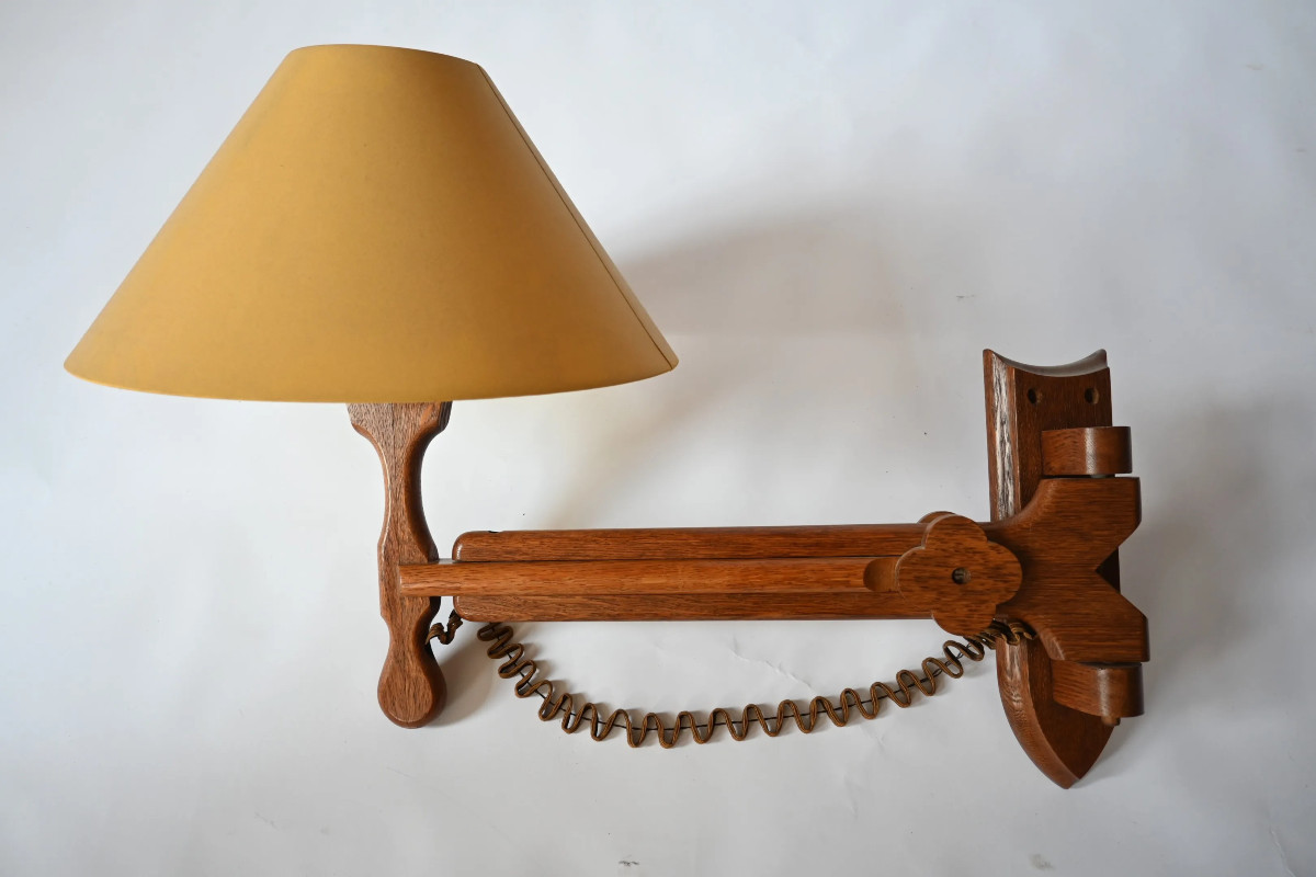 - Guillerme Et Chambron, Swivel Wooden Wall Light "your House Edition" Circa 1950/1960
