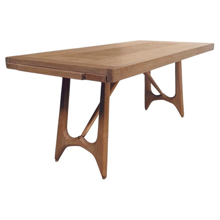 Guillerme et Chambron , table de salle a manger en chêne , Edition Votre Maison circa 1960/1970-photo-2