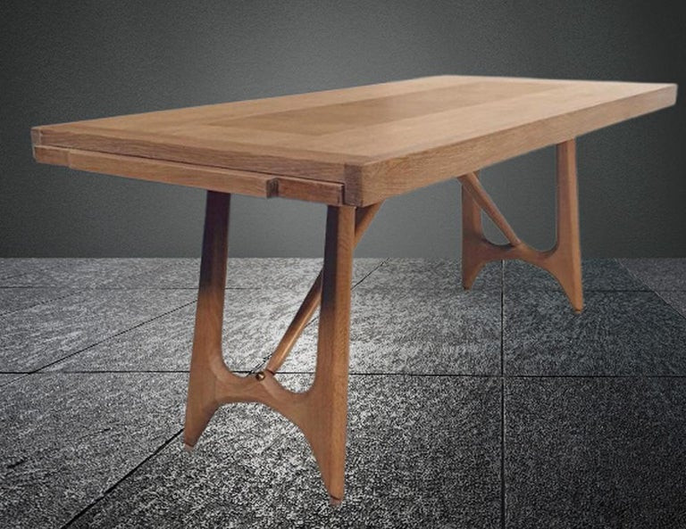 Guillerme et Chambron , table de salle a manger en chêne , Edition Votre Maison circa 1960/1970