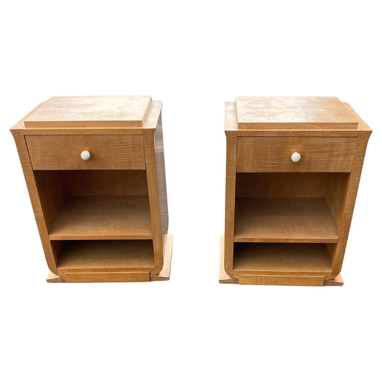André Arbus (1903-1969) Pair Of Art Deco Sycamore Bedside Tables 1935