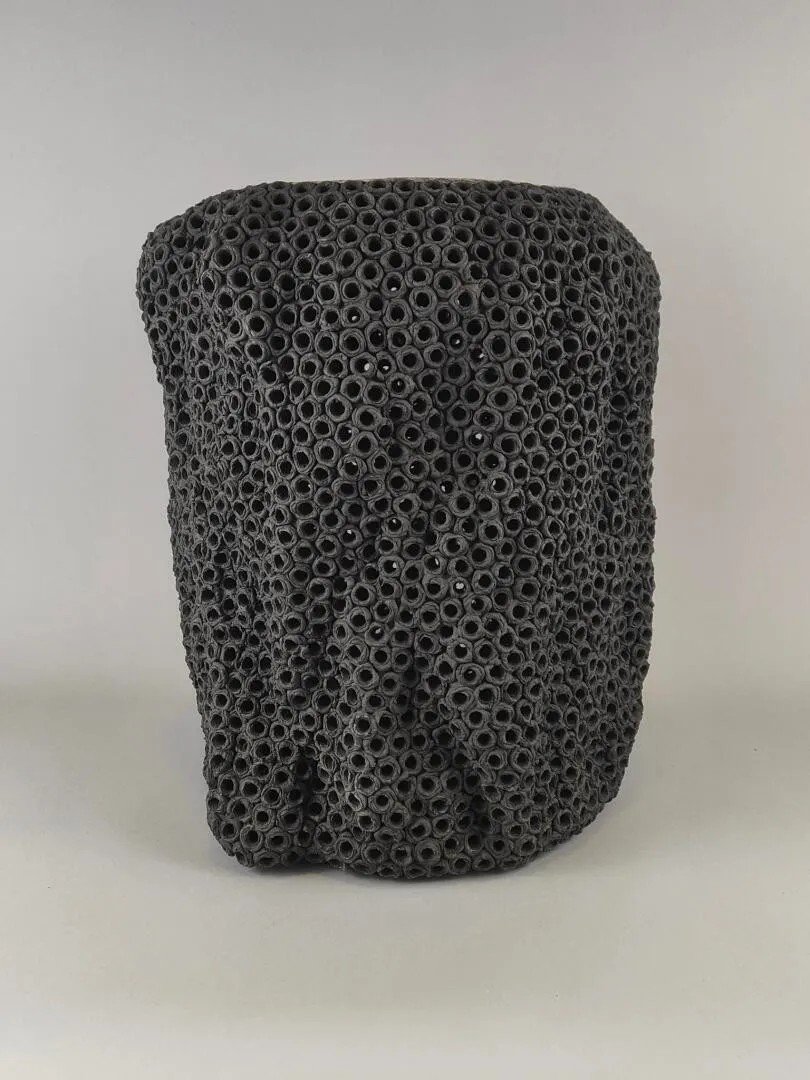 Gilles Caffier (1963) Ceramic Stool, Leather Top, Signed And Dated-photo-3