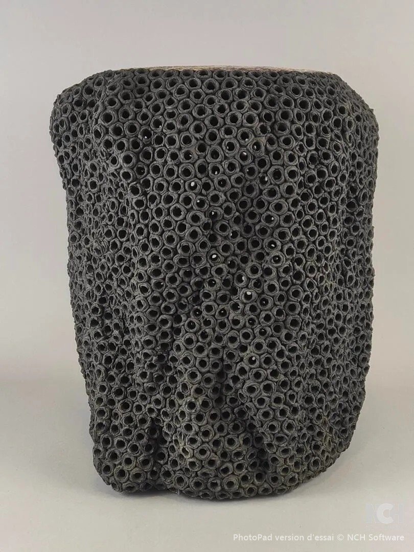  Gilles Caffier (1963) Ceramic Stool, Leather Top, Signed And Dated-photo-4