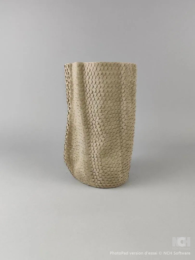 Gilles CAFFIER (1963) vase en céramique texturée façon écaille de pangolin  ,signé et daté -photo-4