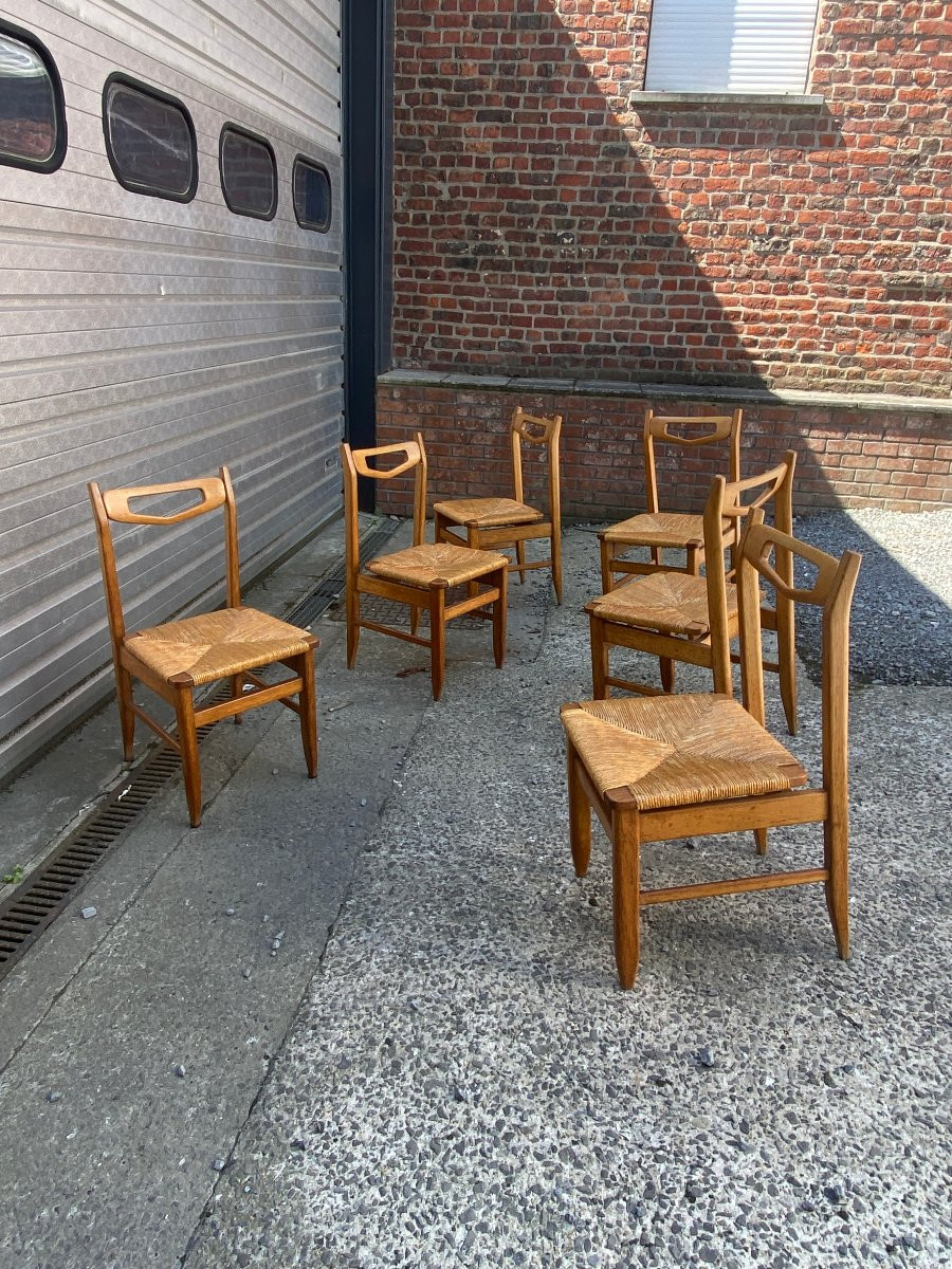 Guillerme Et Chambron, Important Set Of 12 Chairs, Edition Votre Maison Circa 1970-photo-2