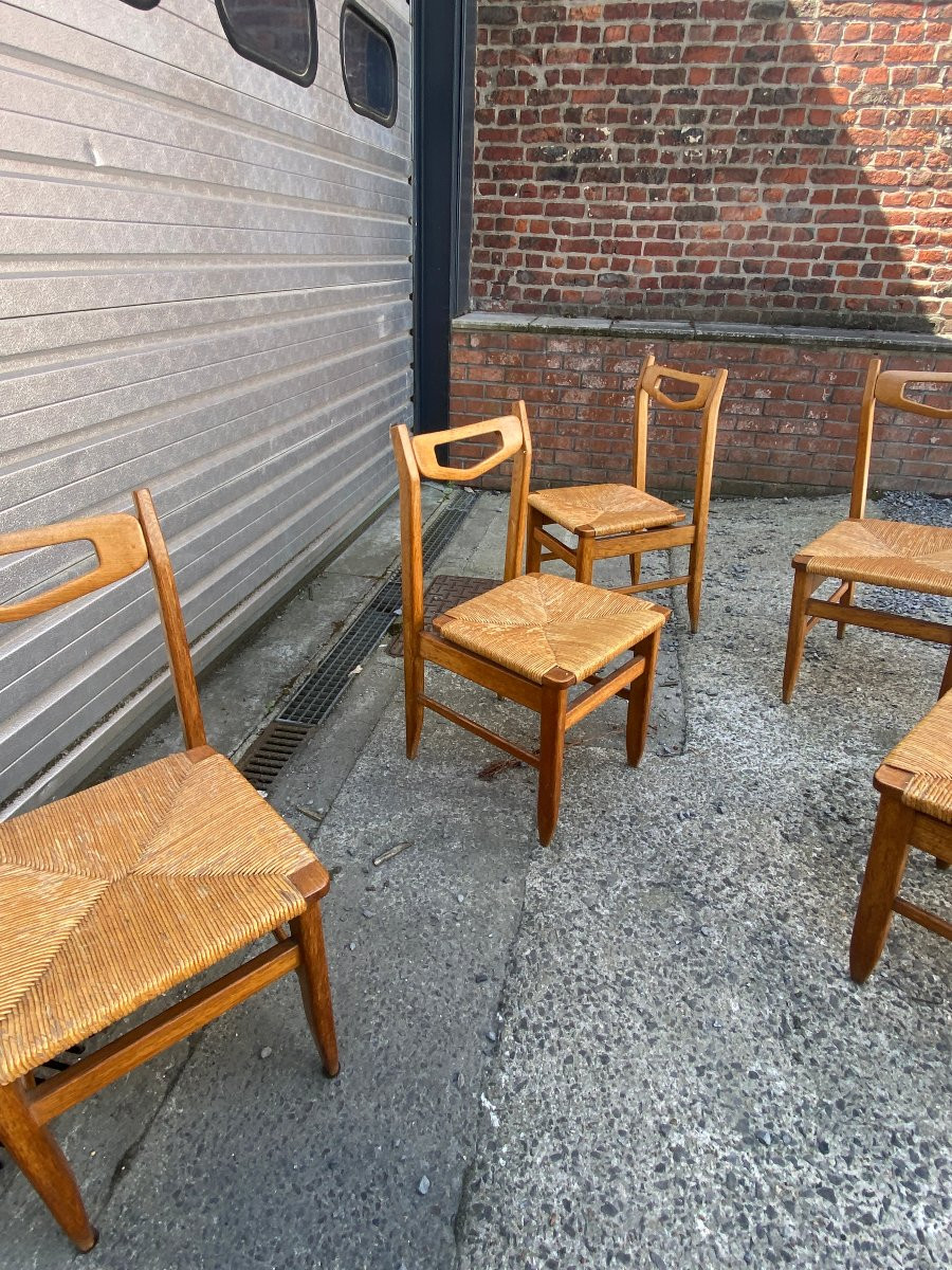 Guillerme Et Chambron, Important Set Of 12 Chairs, Edition Votre Maison Circa 1970-photo-3
