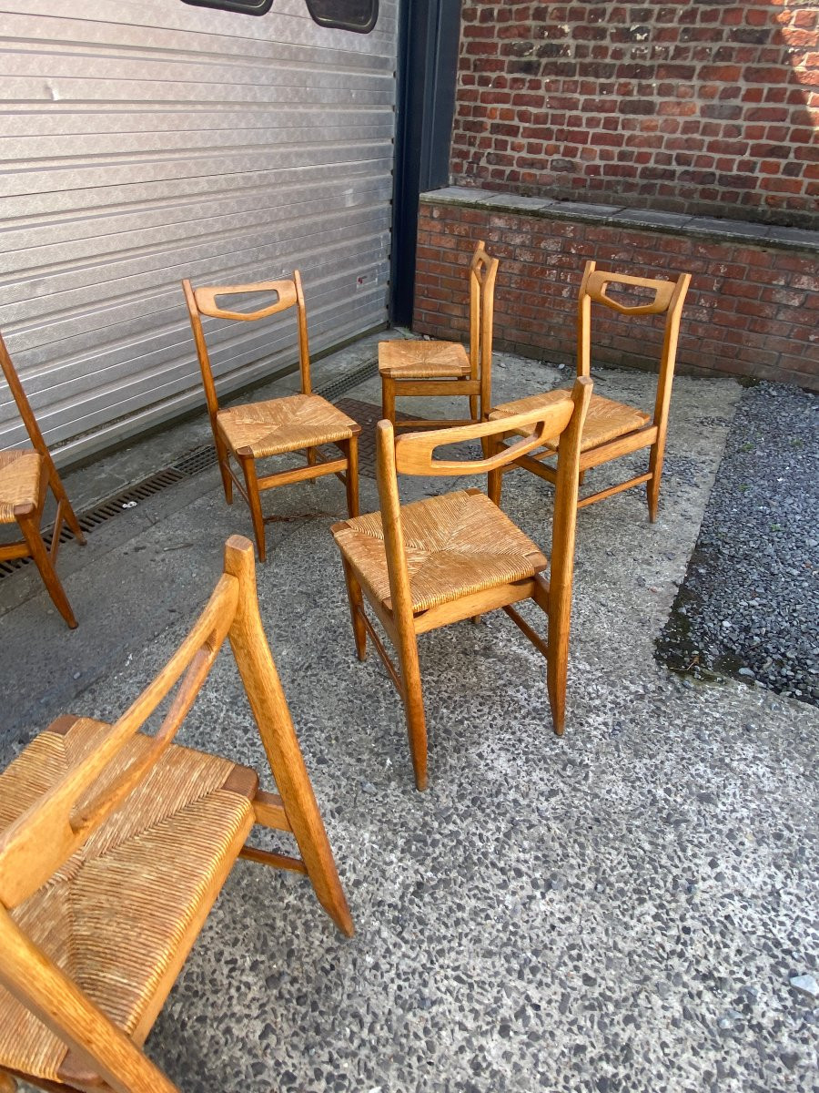 Guillerme Et Chambron, Important Set Of 12 Chairs, Edition Votre Maison Circa 1970-photo-4