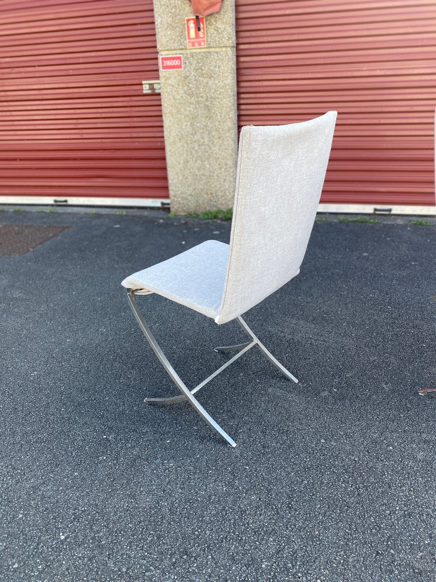 Pierre Cardin (1922-2020) Suite De 6 Chaises , Métal Et tissu , Edition Maison Jansen -photo-3