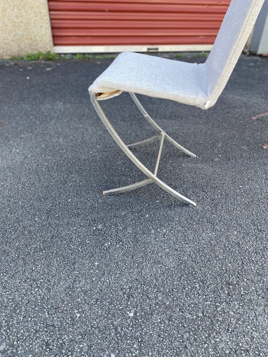 Pierre Cardin (1922-2020) Suite De 6 Chaises , Métal Et tissu , Edition Maison Jansen -photo-4