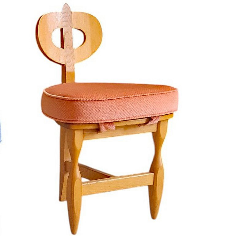 Guillerme Et Chambron, Pair Of Rare Tripod Chairs Circa 1960, Edition Votre Maison -photo-3