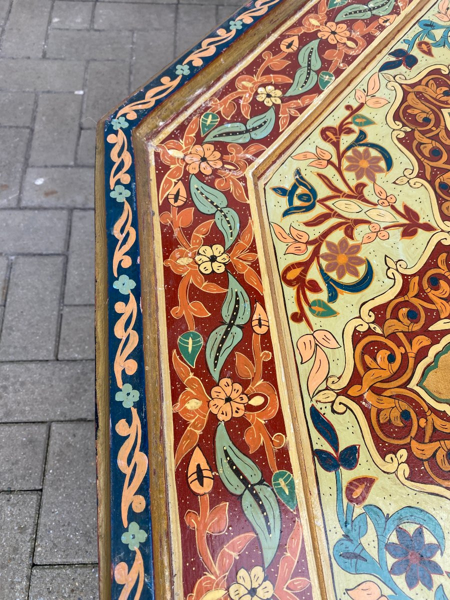 travail oriental grande Table basse en bois polychromé -photo-4