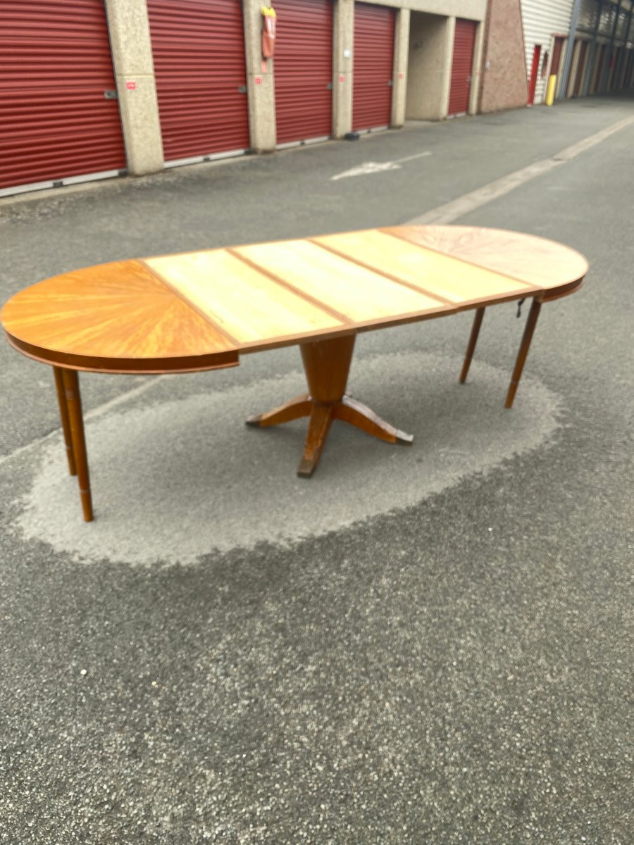 Art Deco Dining Table In Mahogany, Circa 1930, Jules Leleu Style-photo-6