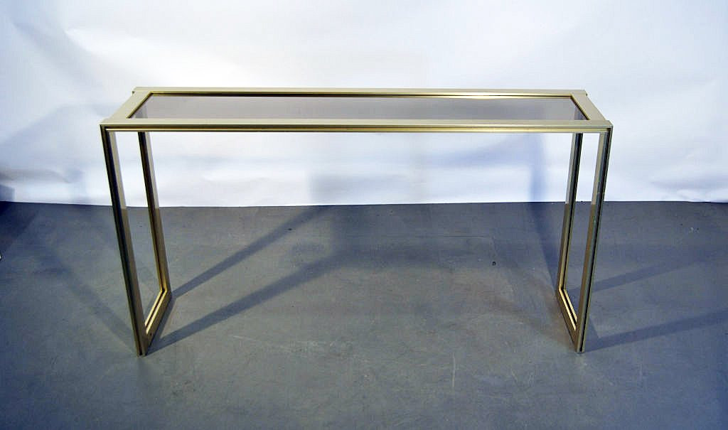 Jf Sergent Large Console 1970 Varnished Aluminum, Lightly Gilded -photo-2