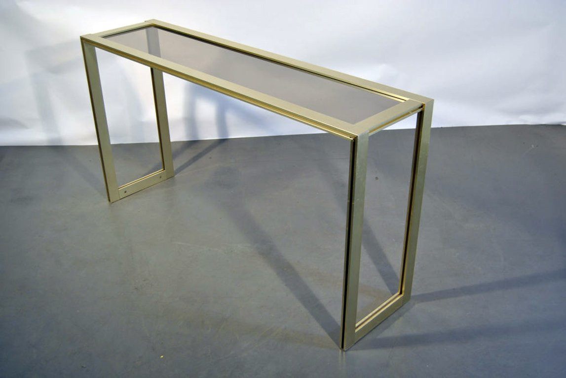 Jf Sergent Large Console 1970 Varnished Aluminum, Lightly Gilded -photo-4