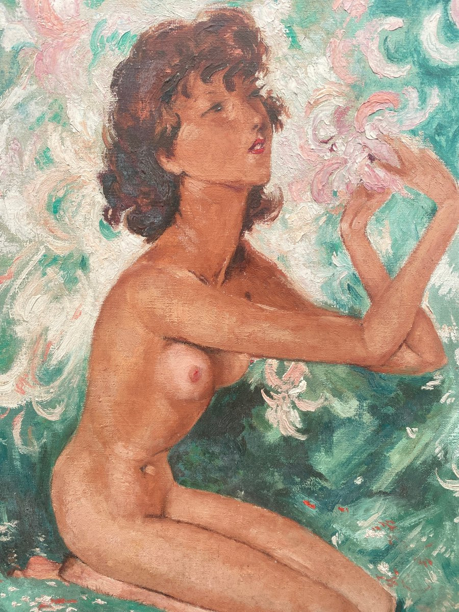 Oil On Canvas Art Deco Style Circa 1950 Bearing A Domergue Signature-photo-2