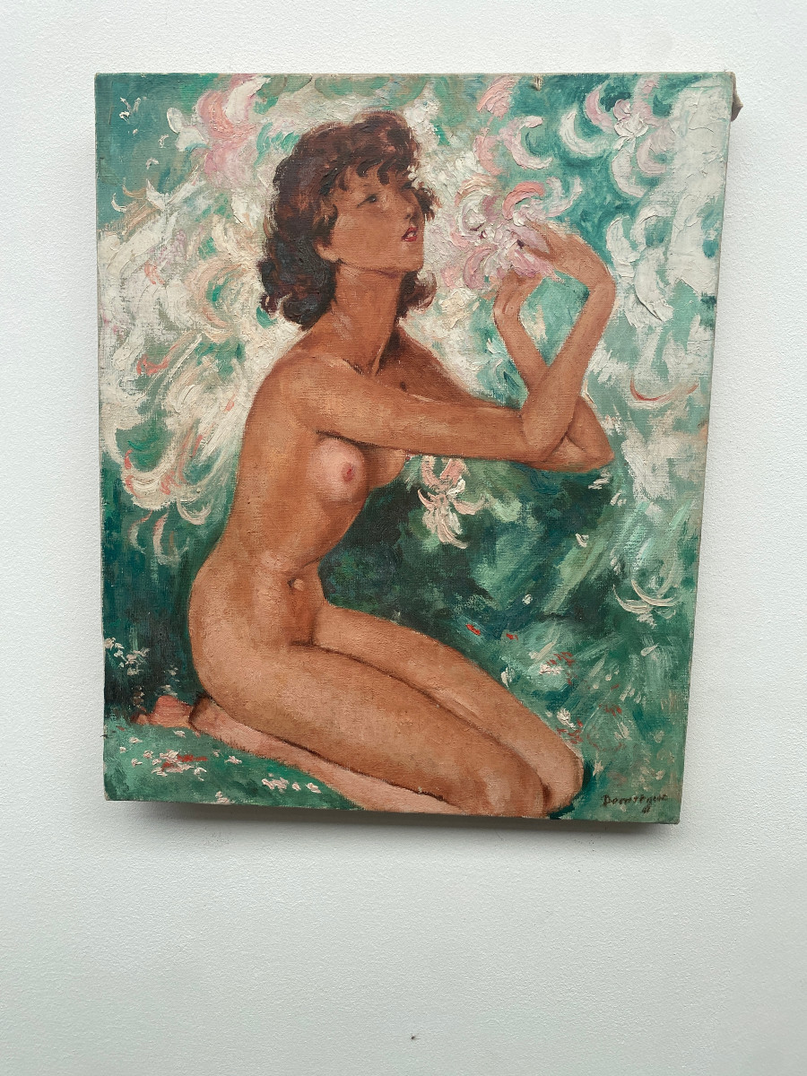 Oil On Canvas Art Deco Style Circa 1950 Bearing A Domergue Signature